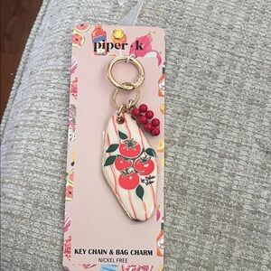 Piper K 🍅Tomato  Keychain & Bag Charm - Red and Gold